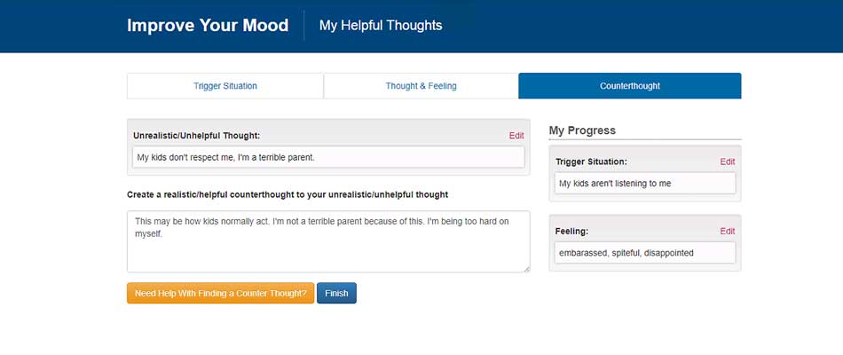 MoodHelper Exercise For Changing Your Way of Thinking